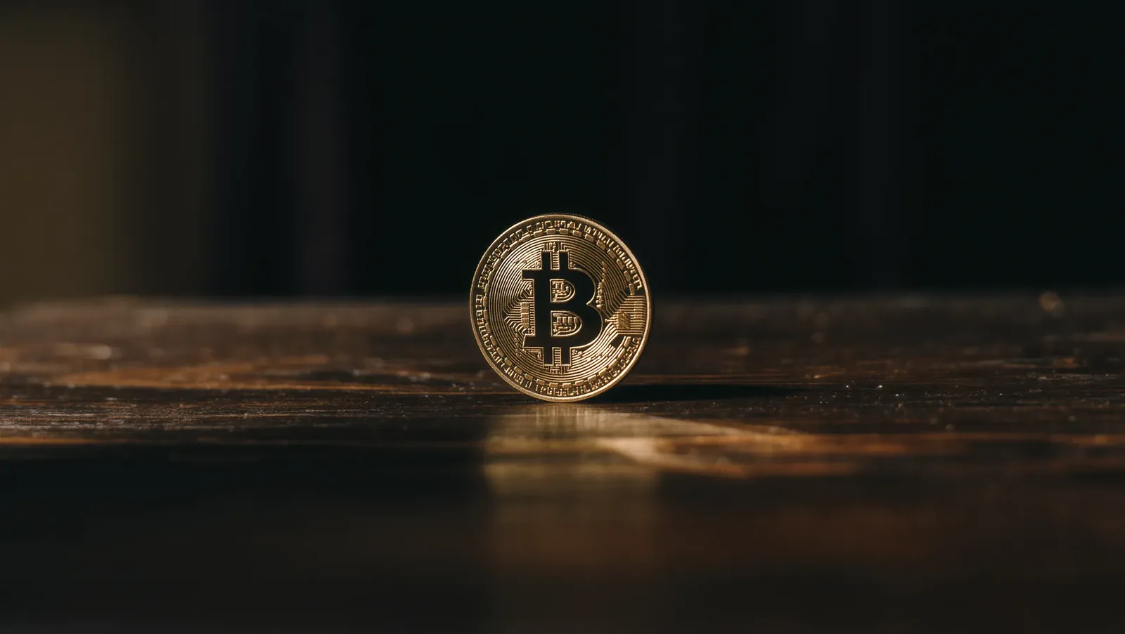 Ilustración de una mano ante una pantalla con una moneda de bitcoin, una línea de precio e importes en euros al fondo