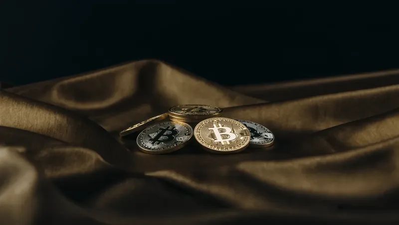 Ilustración de monedas pálidas sobre terciopelo oscuro, símbolo de los criptoactivos pensados para conservar su valor